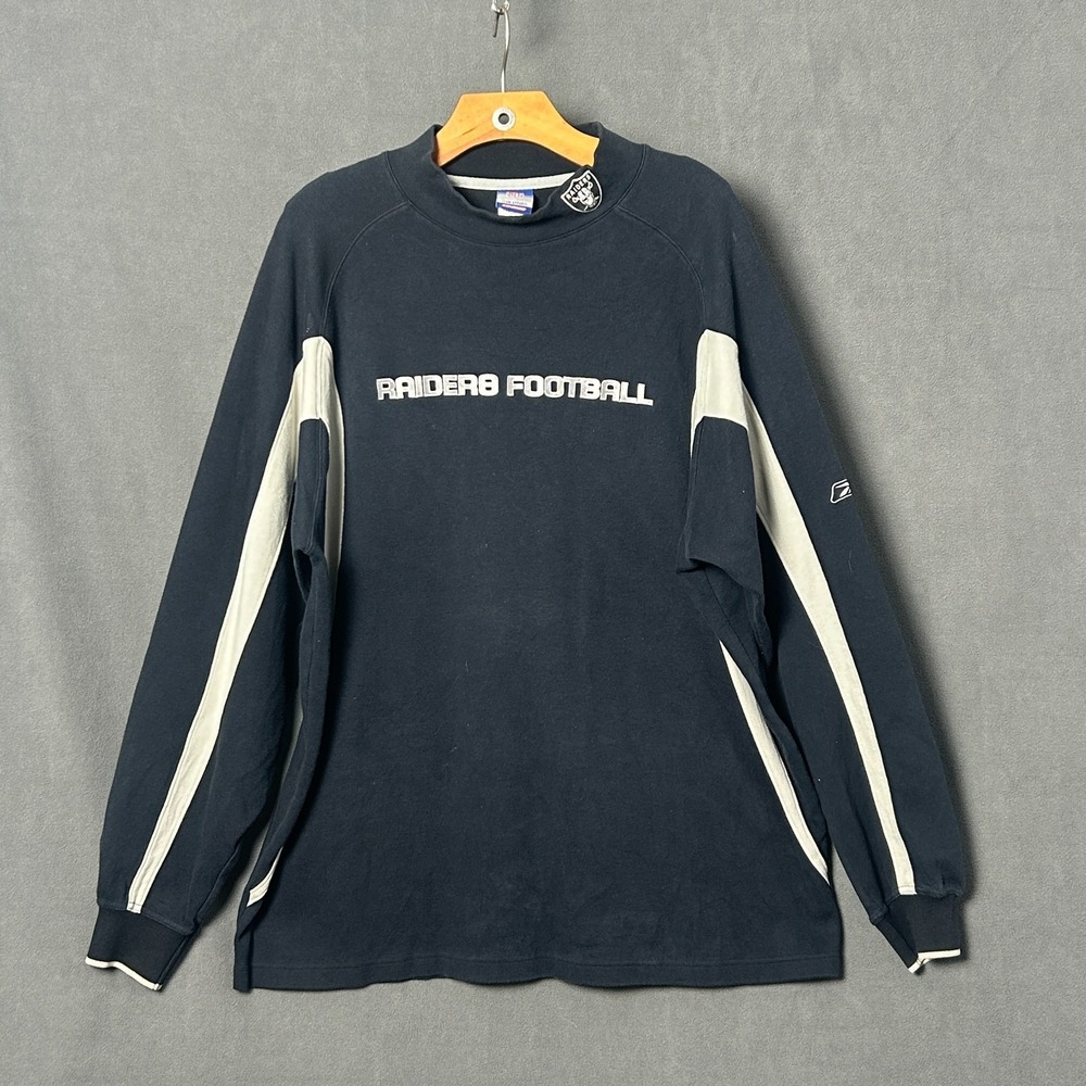 VTG 90s Oakland Raiders Reebok NFL Sweatshirt Mens XL Black Embroidered Logo